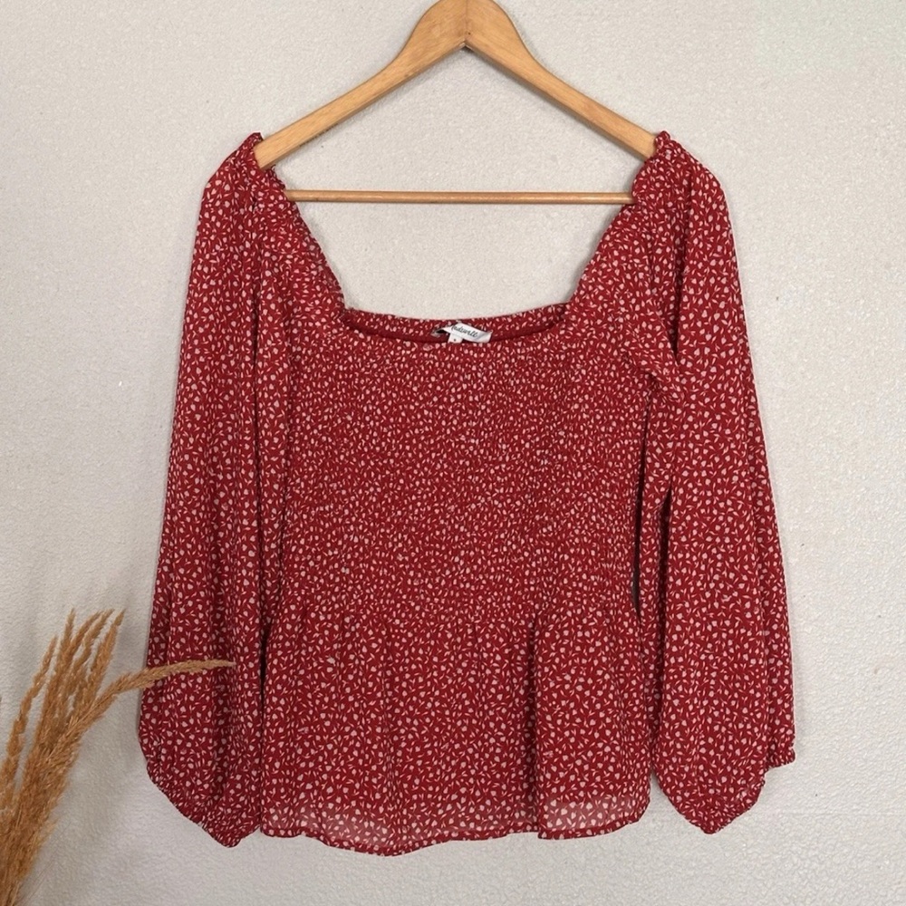 Madewell Red Floral Blouse